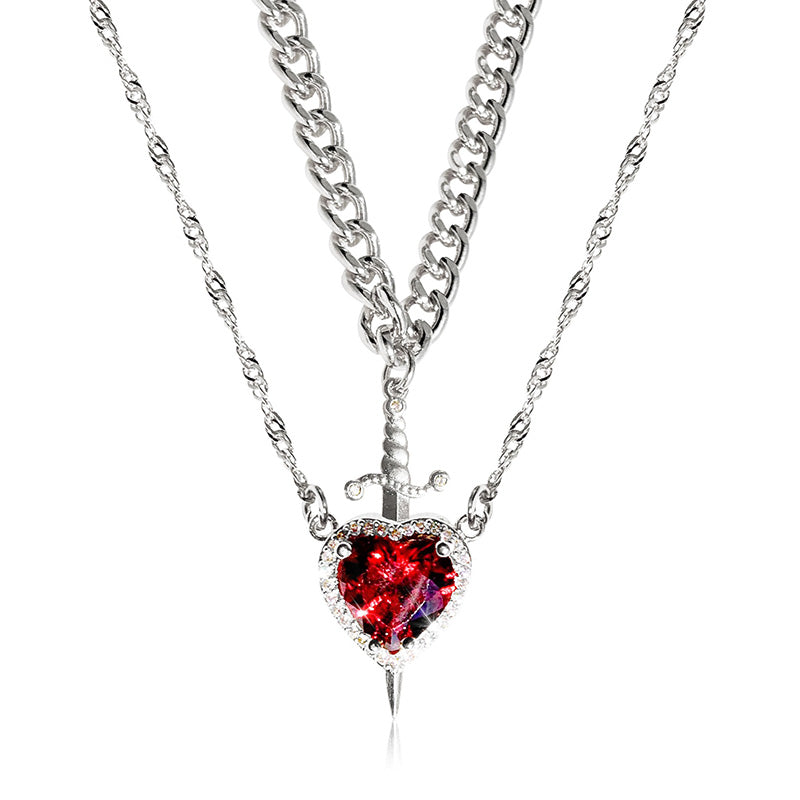 💕(9.99 represents permanent)💕Vintage Matching Heart and Sword Necklace Set