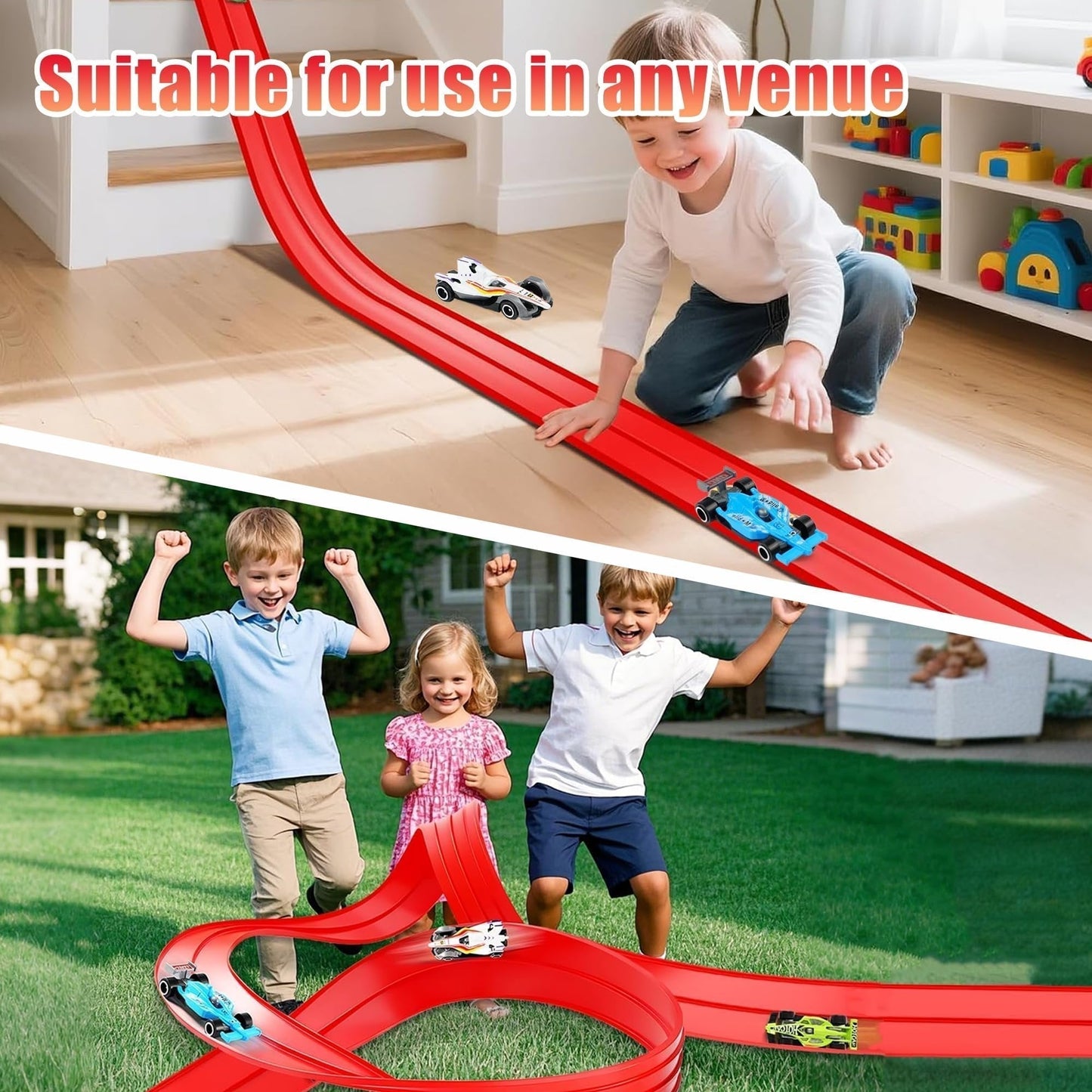 🎁Early Christmas Hot Sale 50% OFF🎅🧩 DIY Alloy Car Race Track with Suction Cups - Adjustable Layout for Creative Play, Develops Motor Skills & Logic 🚗📦