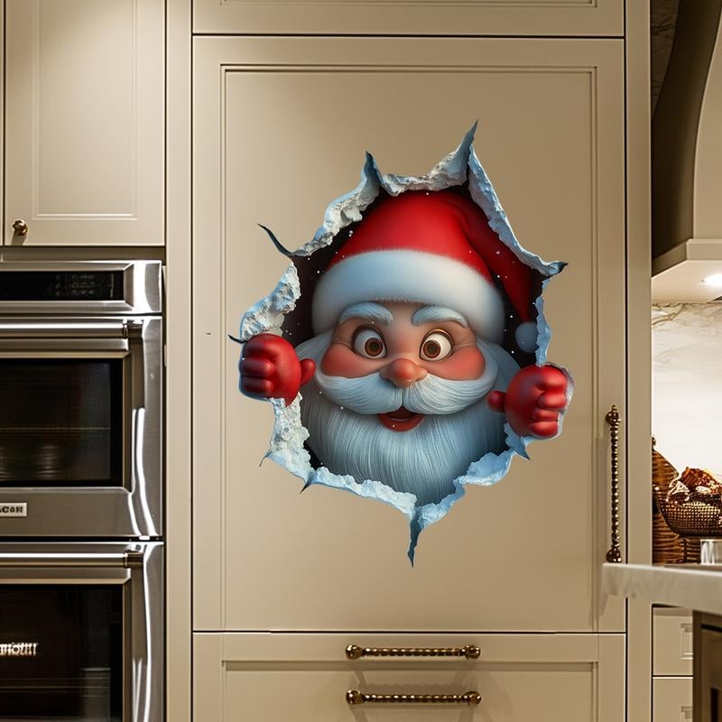 🎄❄️Early Christmas Sale 50% OFF!!🎅Christmas Creative Wall Sticker, Santa Claus Cartoon Design, Holiday Home Decor