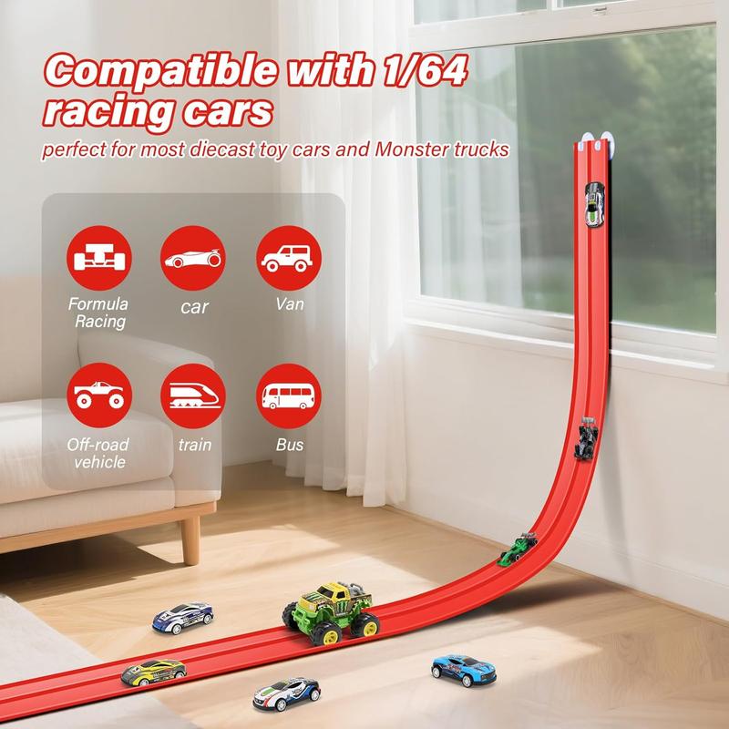 🎁Early Christmas Hot Sale 50% OFF🎅🧩 DIY Alloy Car Race Track with Suction Cups - Adjustable Layout for Creative Play, Develops Motor Skills & Logic 🚗📦