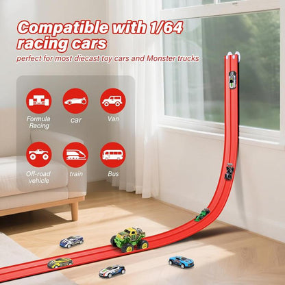 🎁Early Christmas Hot Sale 50% OFF🎅🧩 DIY Alloy Car Race Track with Suction Cups - Adjustable Layout for Creative Play, Develops Motor Skills & Logic 🚗📦