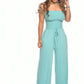 The latest off-shoulder waist jumpsuit