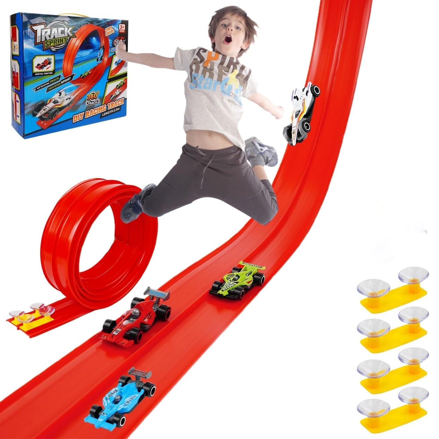 🎁Early Christmas Hot Sale 50% OFF🎅🧩 DIY Alloy Car Race Track with Suction Cups - Adjustable Layout for Creative Play, Develops Motor Skills & Logic 🚗📦