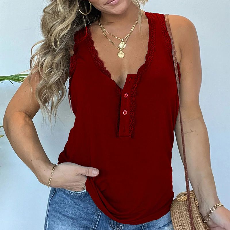 🔥Great Sale💝Women's V-neck button sleeveless tank top, elegant and simple, fully showcasing feminine charm!