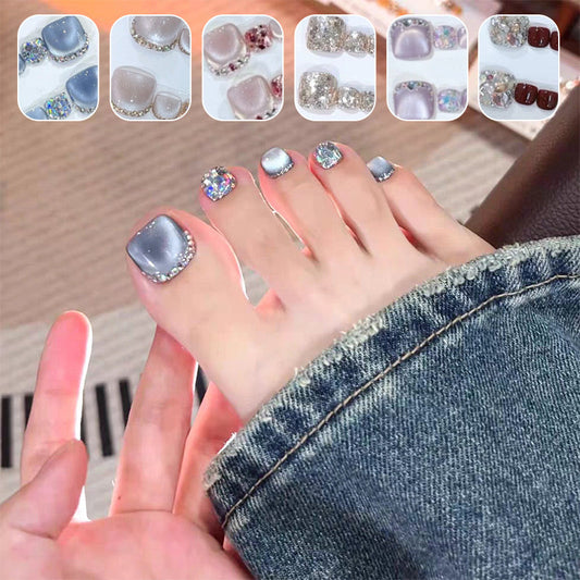 14 Sheets Square Press on Diamond Toenails🌈