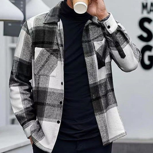 Men's Casual Thickened Warm Plaid Jacket（50% OFF）