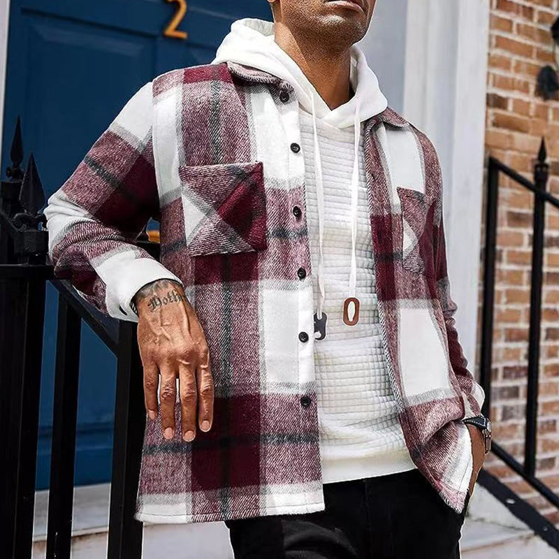 Men's Casual Thickened Warm Plaid Jacket（50% OFF）