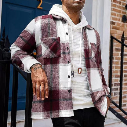 Men's Casual Thickened Warm Plaid Jacket（50% OFF）