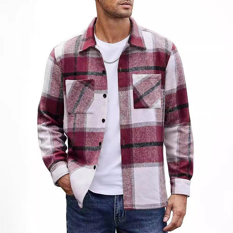 Men's Casual Thickened Warm Plaid Jacket（50% OFF）