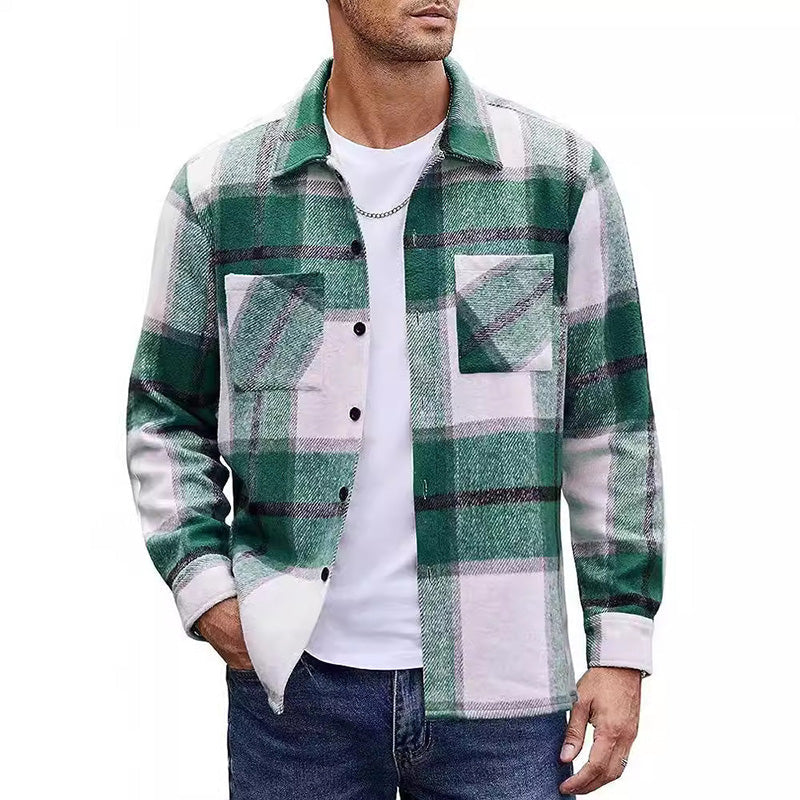 Men's Casual Thickened Warm Plaid Jacket（50% OFF）