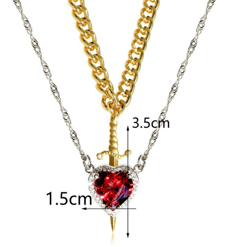 💕(9.99 represents permanent)💕Vintage Matching Heart and Sword Necklace Set