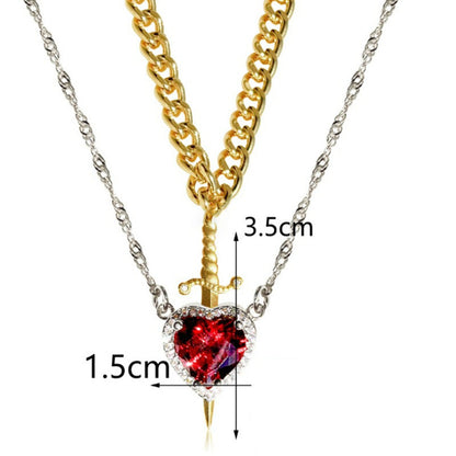 💕(9.99 represents permanent)💕Vintage Matching Heart and Sword Necklace Set