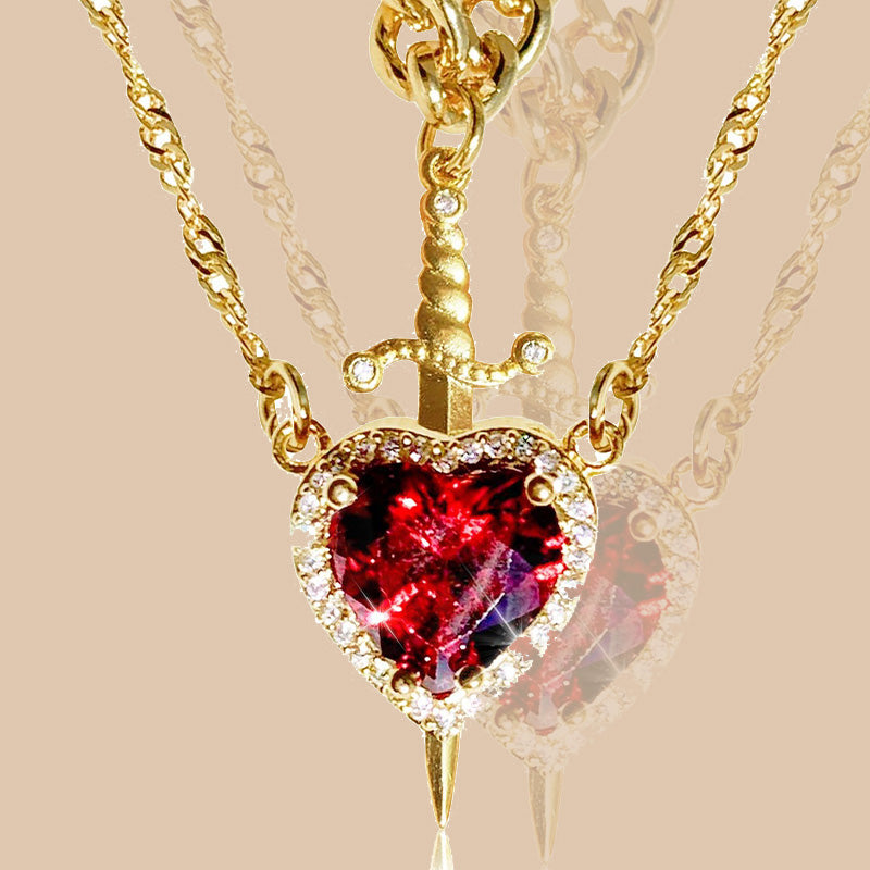 💕(9.99 represents permanent)💕Vintage Matching Heart and Sword Necklace Set
