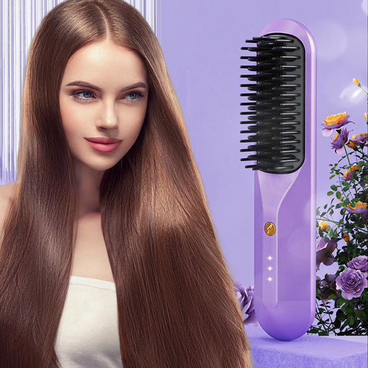 Mini and portable, worry-free charging, smooth hair-Women's Hair Straightener Comb