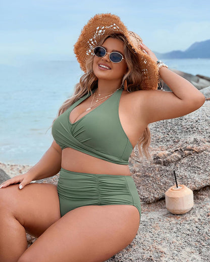 🩱Hot Sale 49% OFF👙 Tummy Control Swimsuits Modest High Waist Bikini Sets