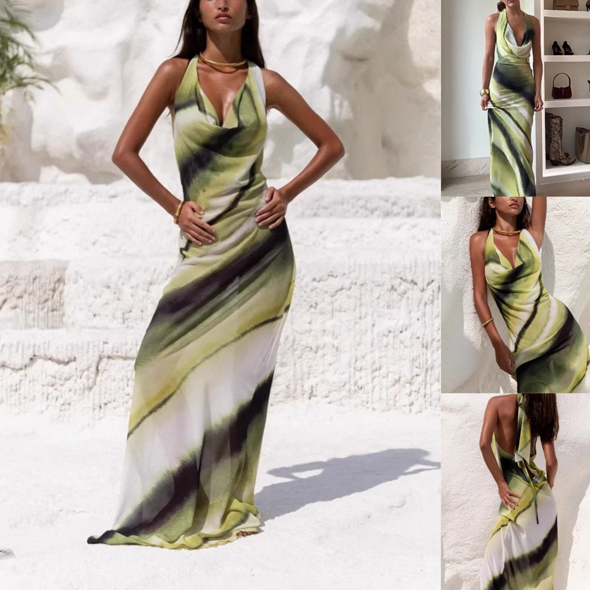 🌸2025 New design 50% OFF🌸💃Women's Sexy Printed Backless Halter Maxi Dress