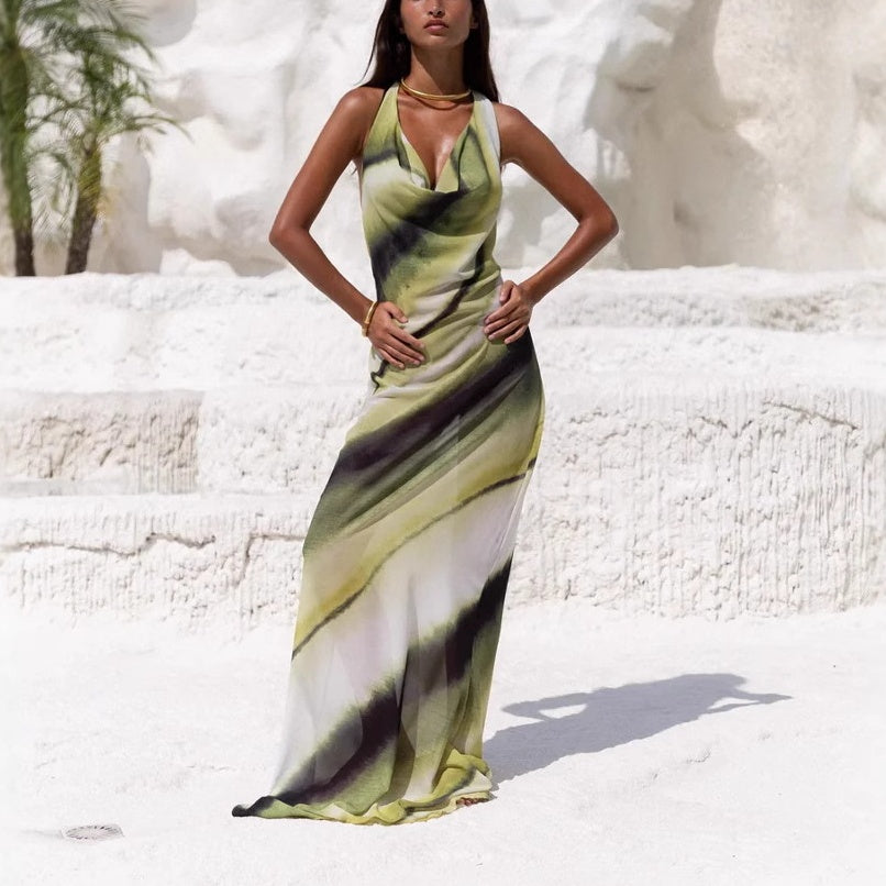 🌸2025 New design 50% OFF🌸💃Women's Sexy Printed Backless Halter Maxi Dress