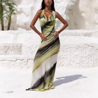 🌸2025 New design 50% OFF🌸💃Women's Sexy Printed Backless Halter Maxi Dress