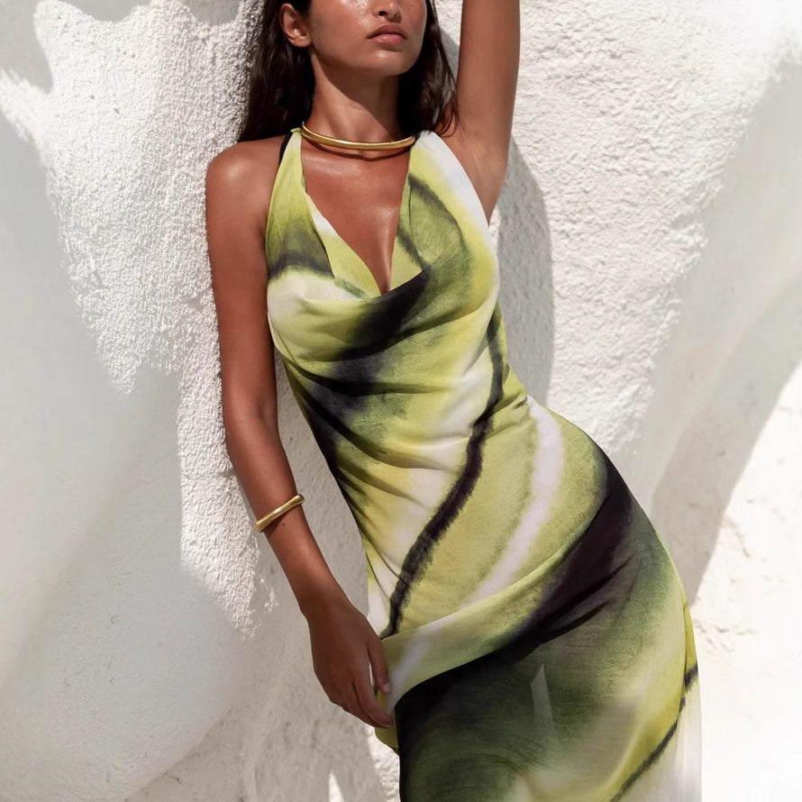 🌸2025 New design 50% OFF🌸💃Women's Sexy Printed Backless Halter Maxi Dress
