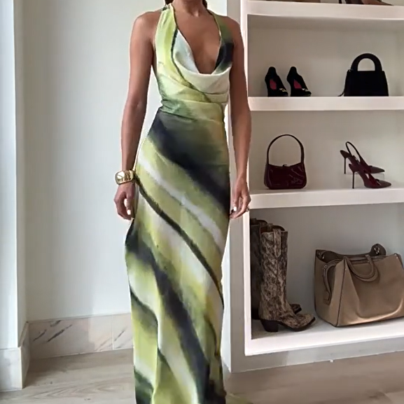 🌸2025 New design 50% OFF🌸💃Women's Sexy Printed Backless Halter Maxi Dress