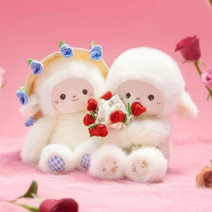Cute Plush Lamb With Flower Bouquet Hat