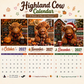 2027 Funny Highland Cow Wall Calendar | A4 Hanging Calendar | Designed by Isabel Kline